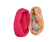 Deep Rose and Orange and Green Floral Infinite Scarves shown on a white background
